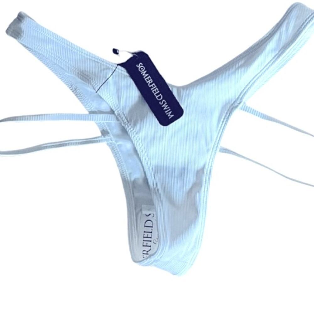 SOMERFIELD SWIM Asilah White Cheeky Bikini Bottoms Size Large - Picture 3 of 8